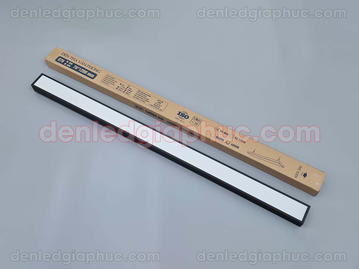 Hình ảnh đèn hộp văn phòng 1200x70x40 vỏ đen