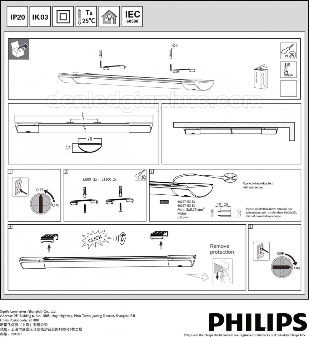 Cách lắp đặt đèn bán nguyệt philips