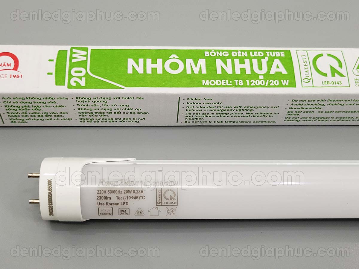 Hình ảnh đèn tuýp 1m2 20w nhôm nhựa rạng đông