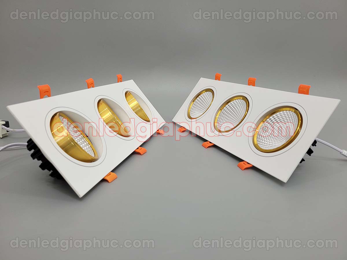 Hình ảnh đèn trần thạch cao 3 bóng viền vàng Hình ảnh đèn trần thạch cao 3 bóng viền vàng