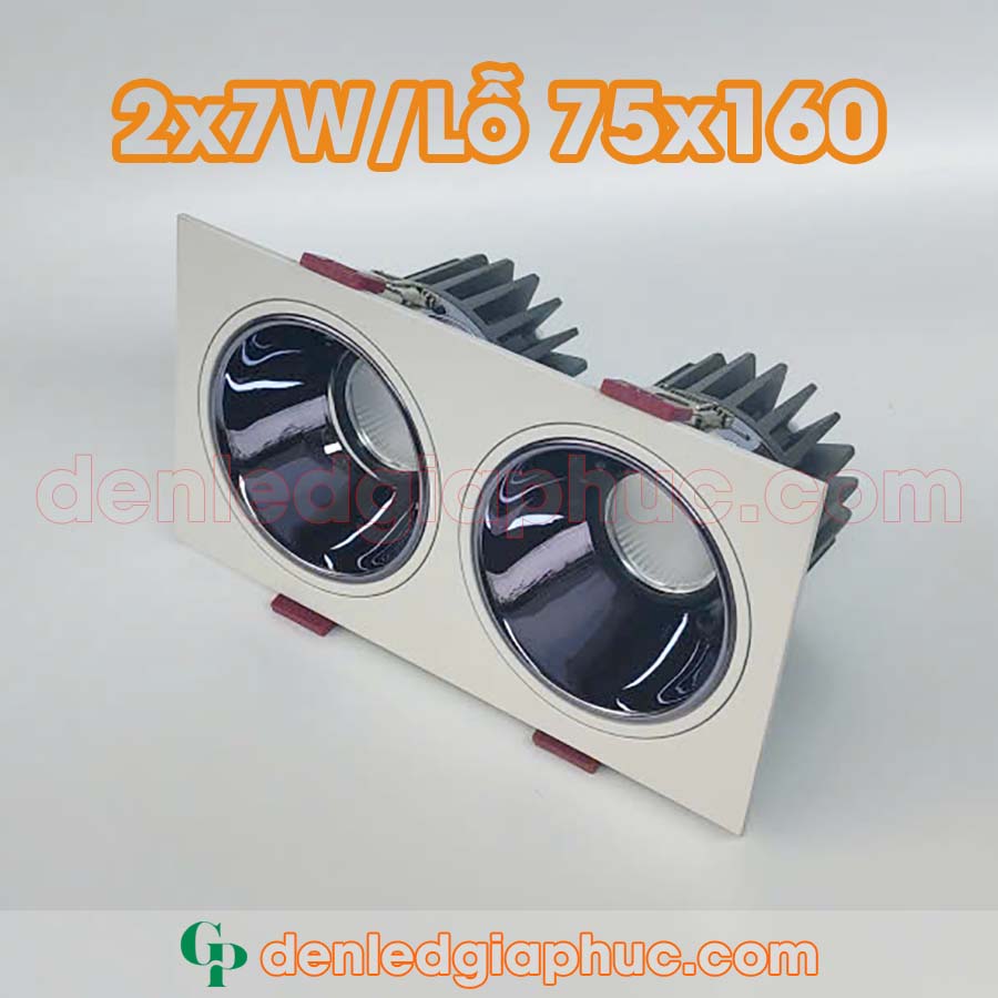 Đèn Spotlight đôi âm trần 2x7W chóa đen