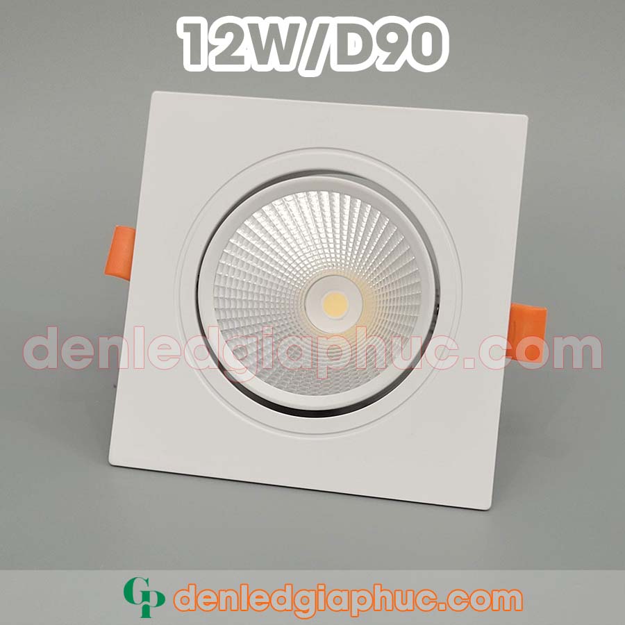Đèn spotlight vuông 12w D90 Class mặt trắng