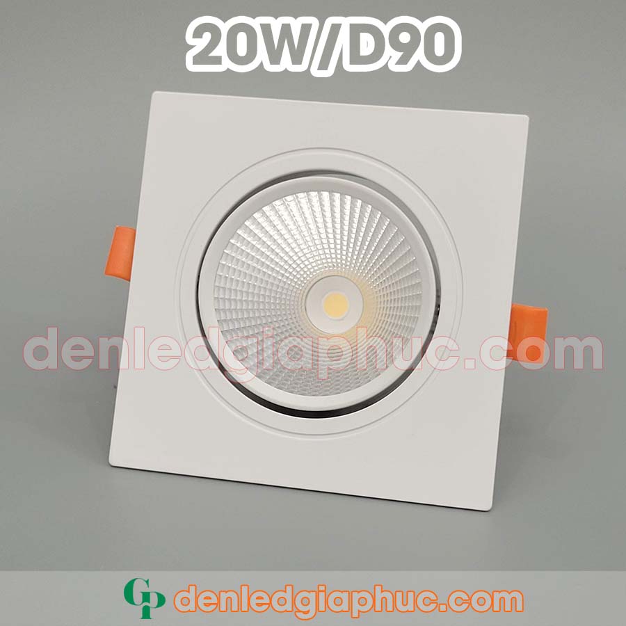 Đèn spotlight vuông 20w D90 Class mặt trắng